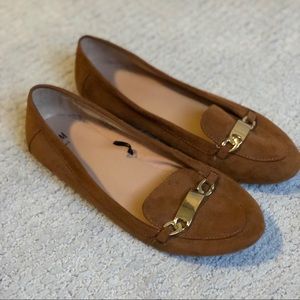 H&M Suede Flats w/ Gold Buckle Excellent Condition